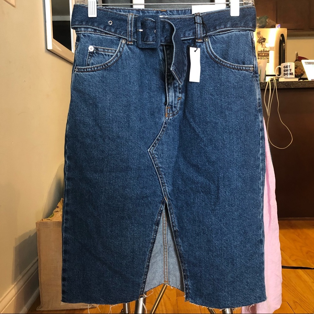 Trendy Mid Length Denim Skirt